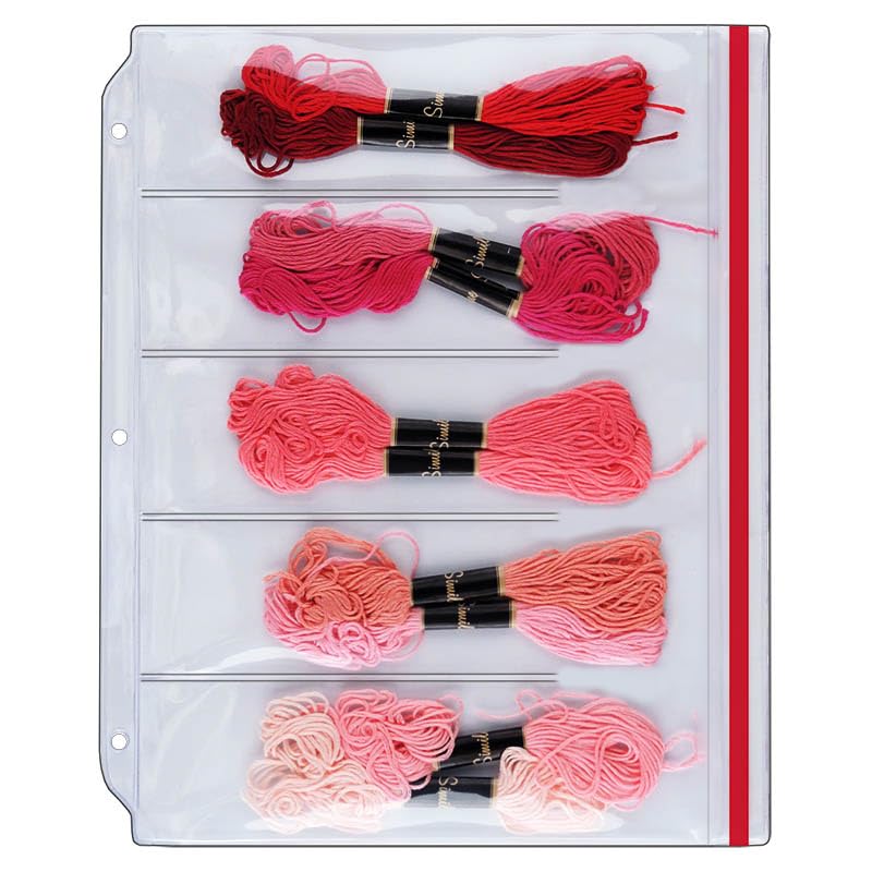 STORE SMART StoreSMART â€“ Zipper Binder Page for Embroidery & Cross-Stitch Floss Thread Skeins, Holds 5 Skeins - 10-Pack - (DP600-5-FLOSS-10) - Image 1